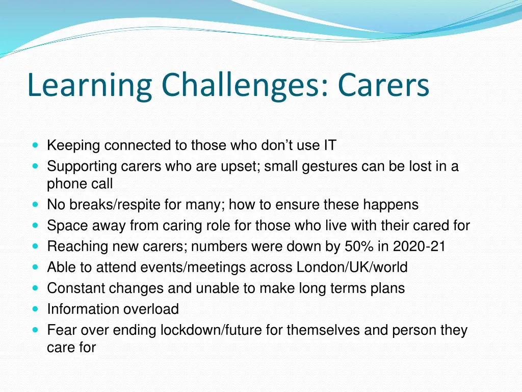 learning challenges carers