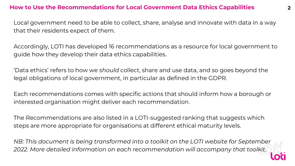 how to use the recommendations for local