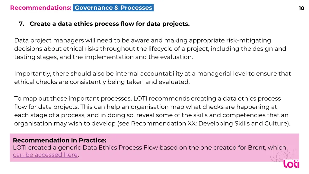 recommendations governance processes