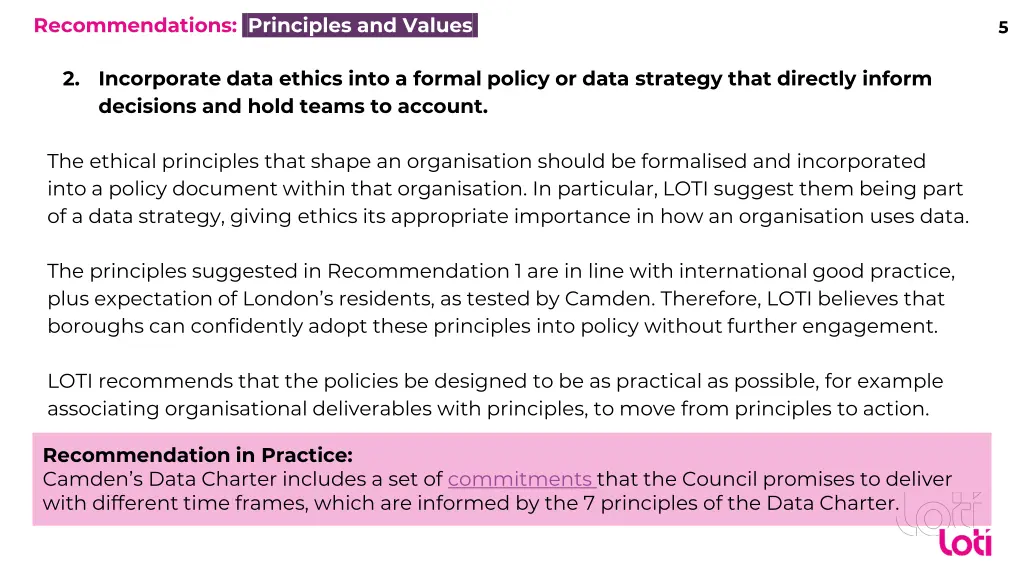 recommendations principles and values 1