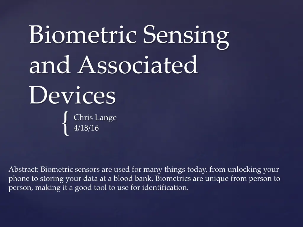 biometric sensing and associated devices chris