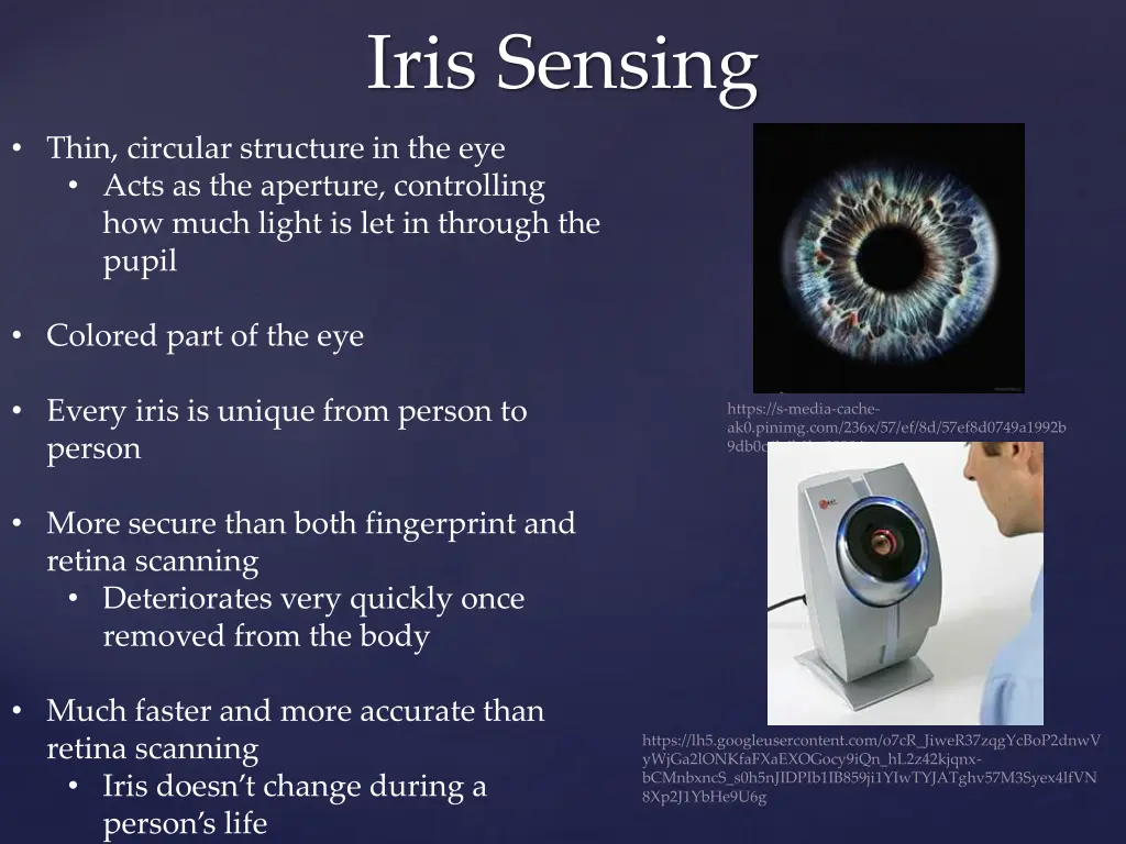 iris sensing