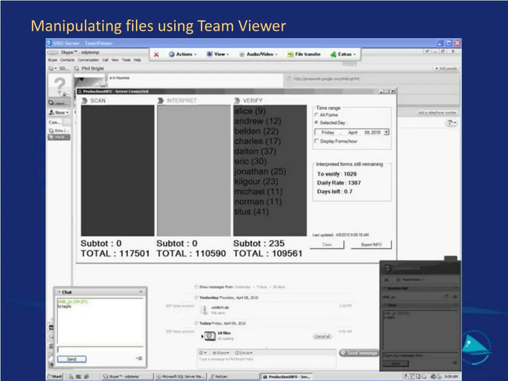 manipulating files using team viewer