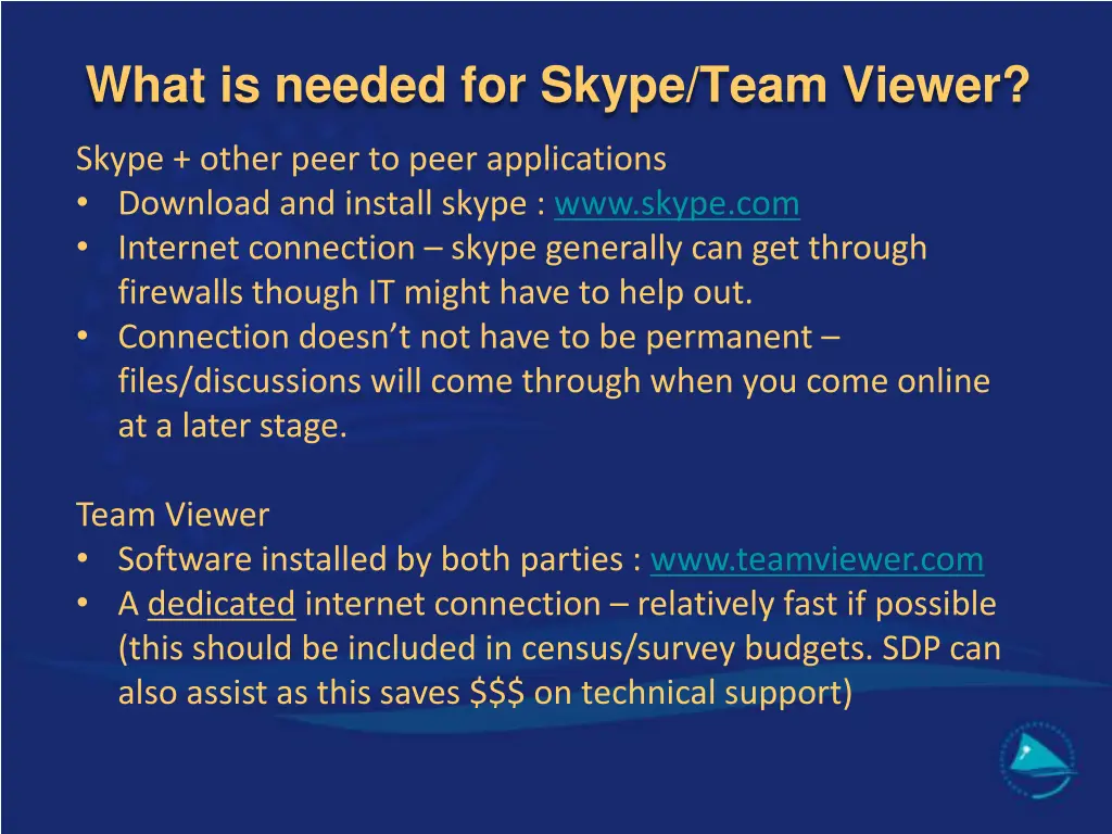 what is needed for skype team viewer
