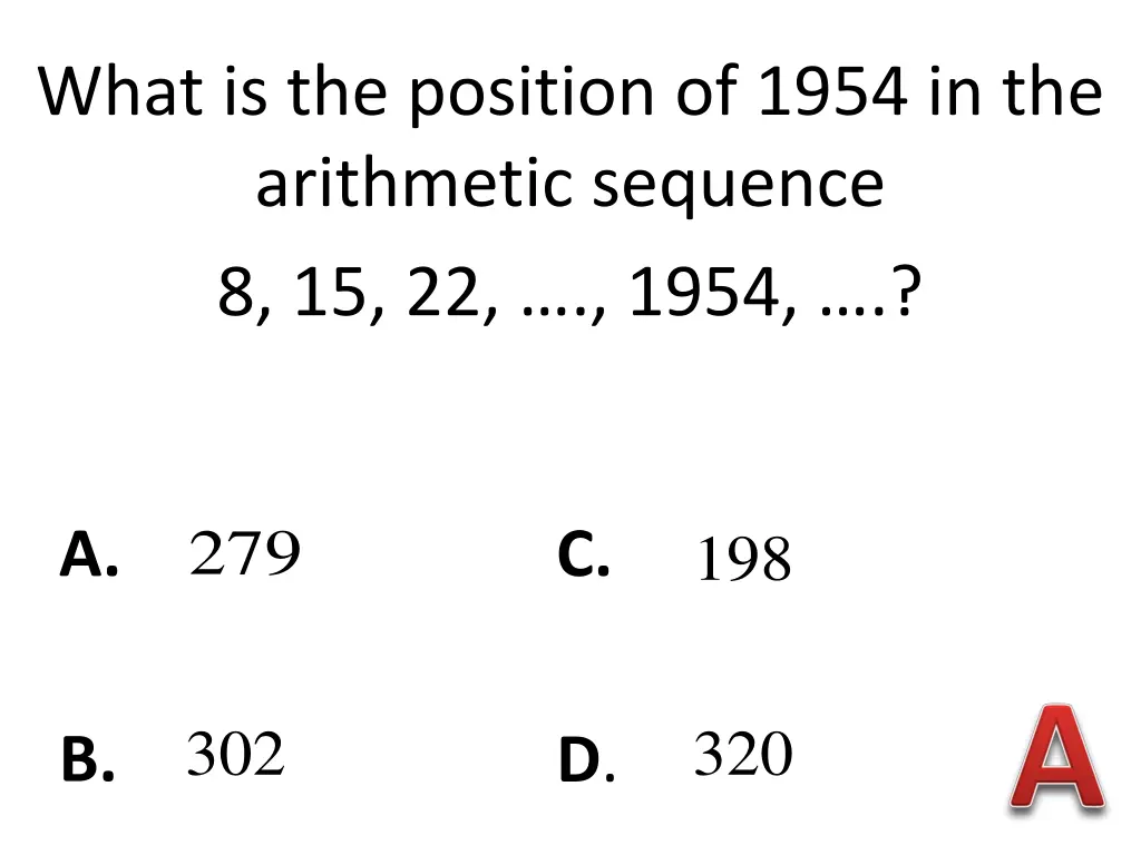 what is the position of 1954 in the arithmetic