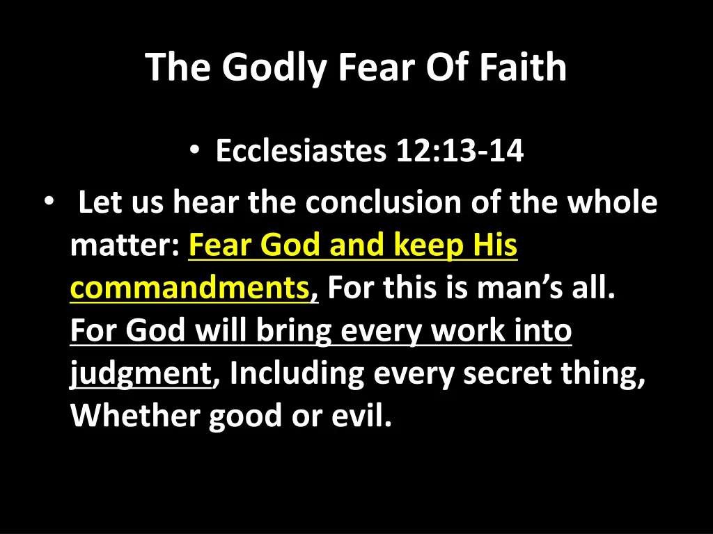 the godly fear of faith