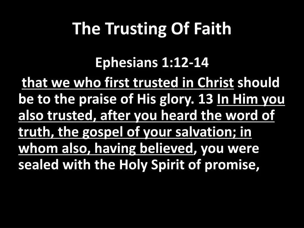 the trusting of faith 1