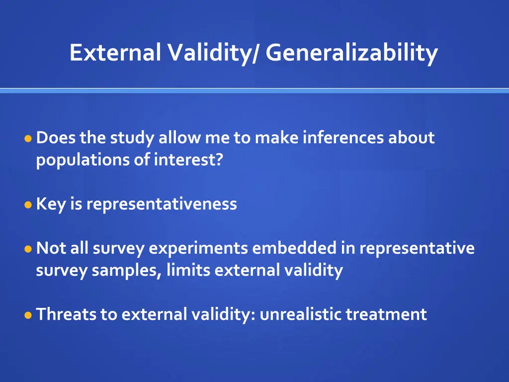 external validity generalizability