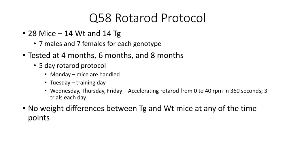 q58 rotarod protocol