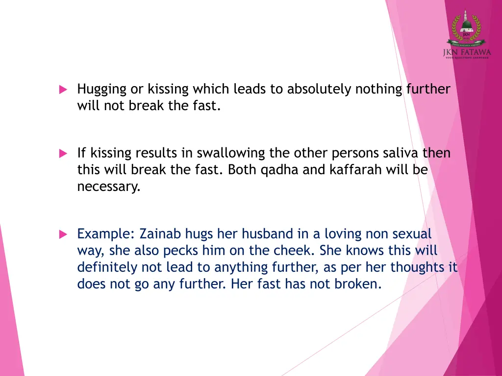 hugging or kissing which leads to absolutely