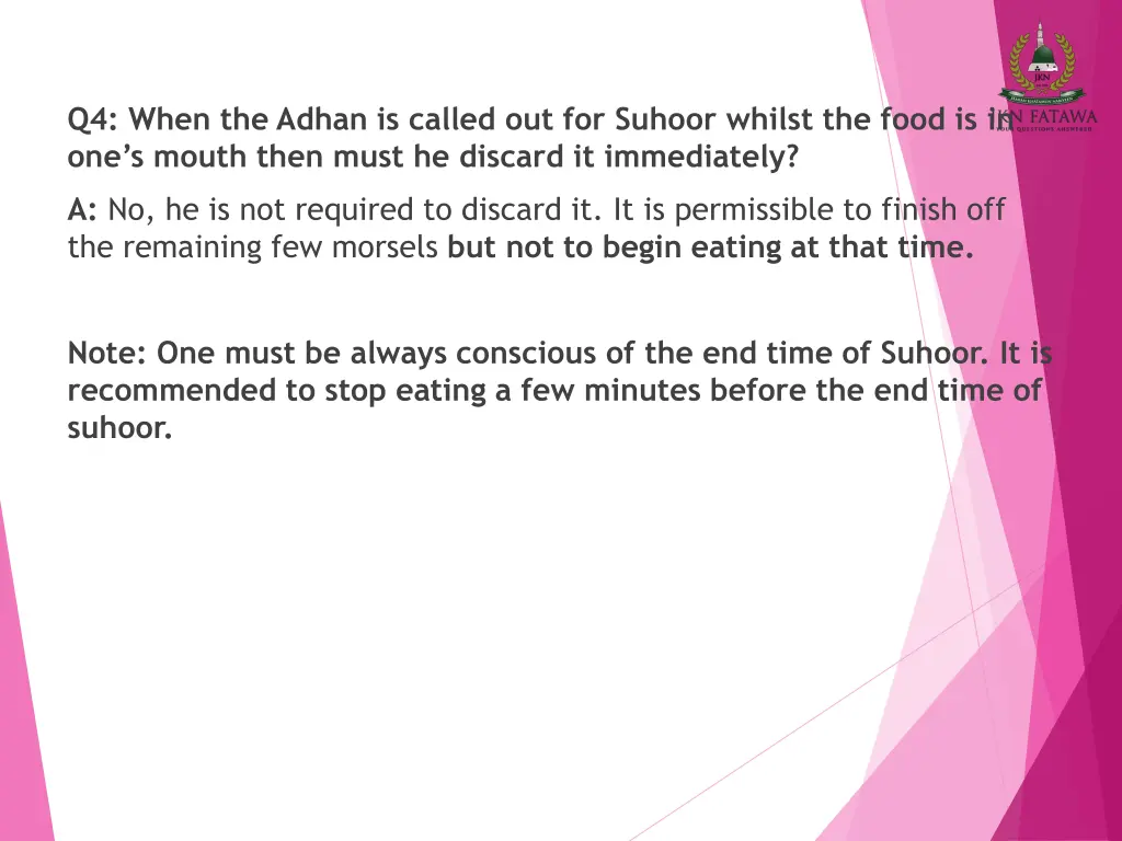 q4 when the adhan is called out for suhoor whilst