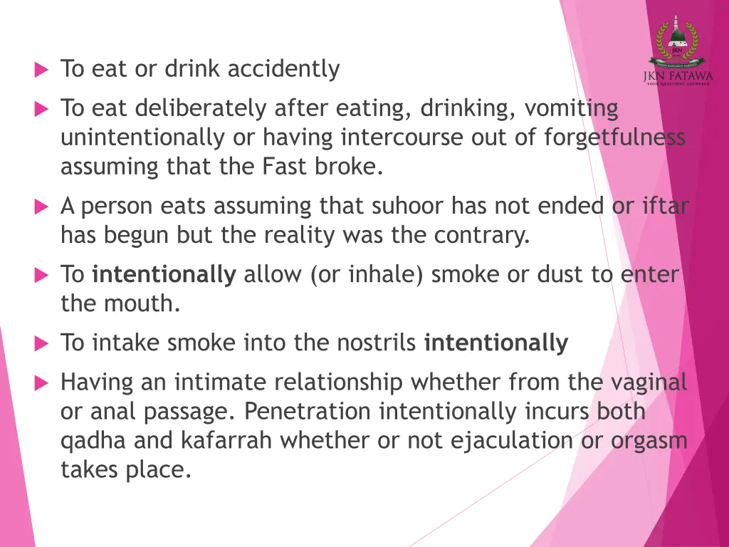 to eat or drink accidently