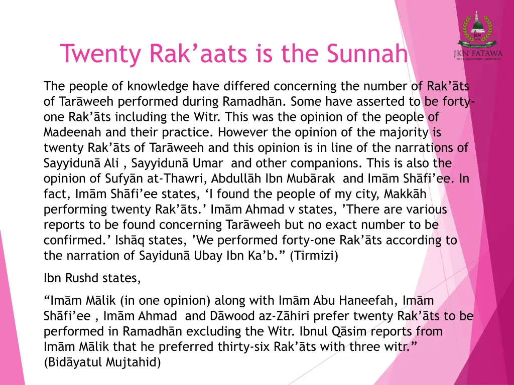 twenty rak aats is the sunnah
