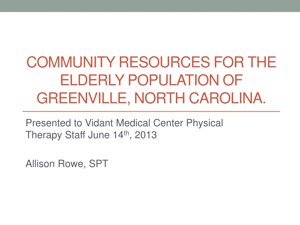 community resources for the elderly population