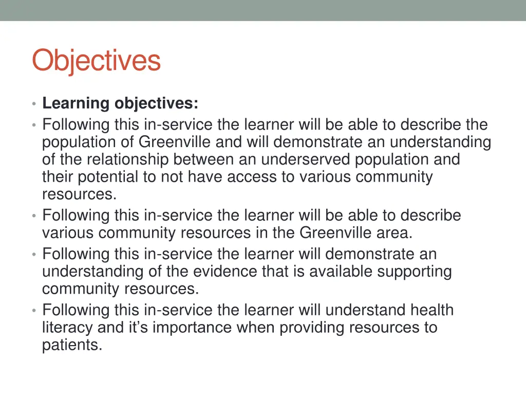 objectives