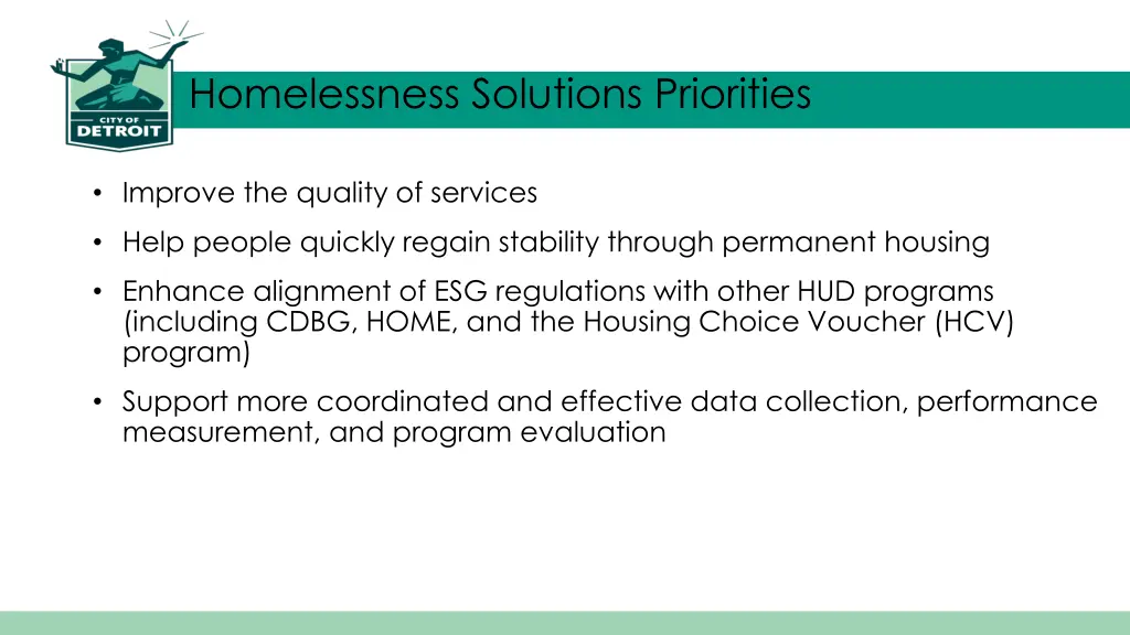 homelessness solutions priorities
