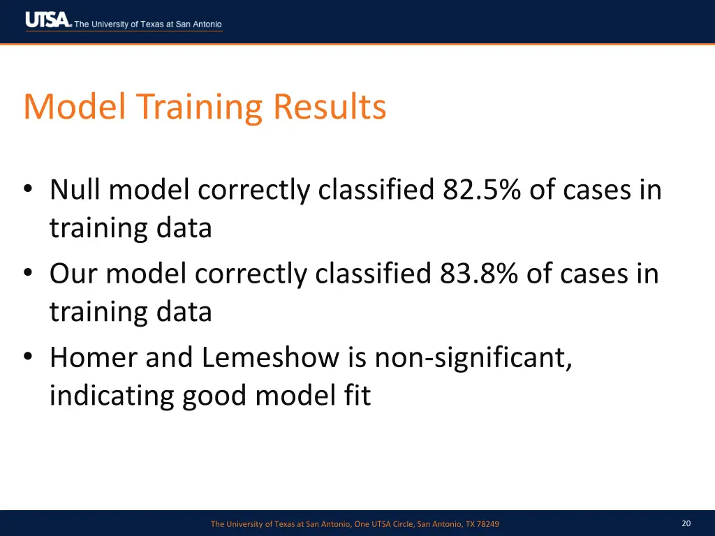model training results