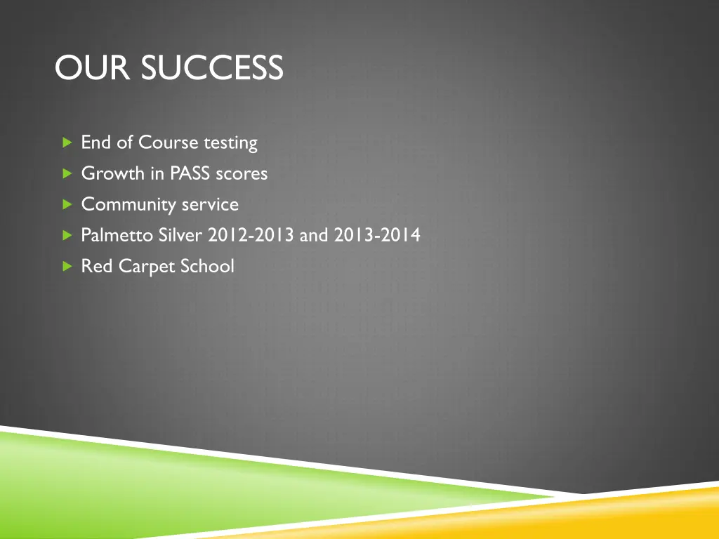 our success