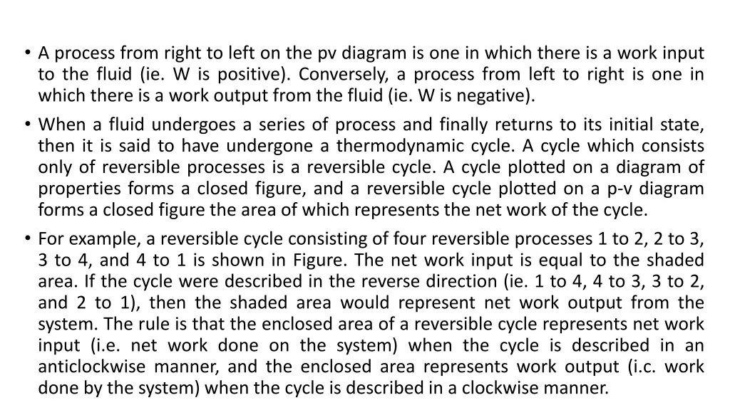 a process from right to left on the pv diagram