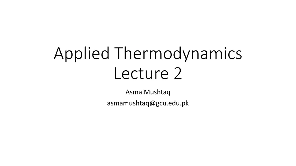 applied thermodynamics lecture 2