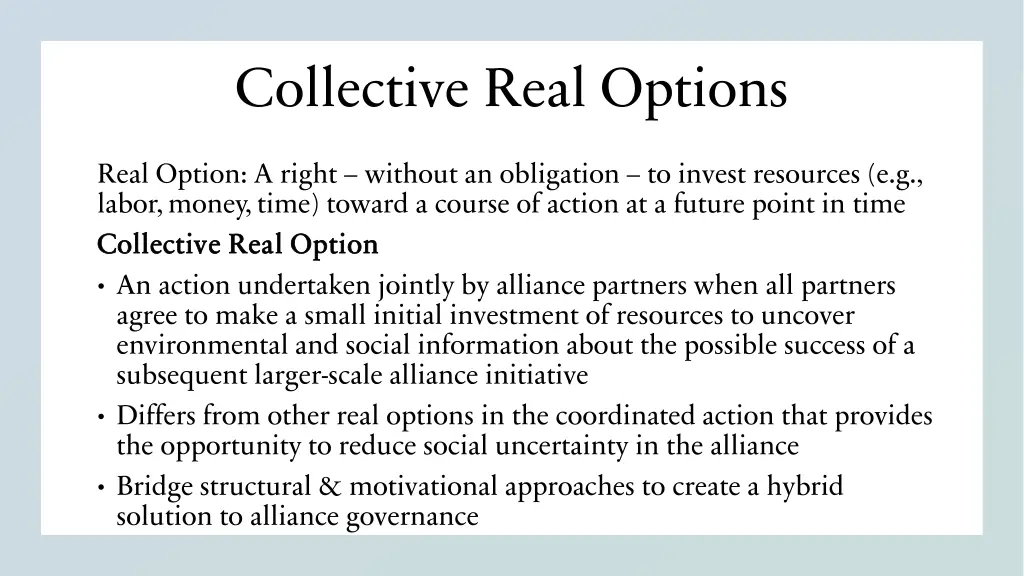 collective real options