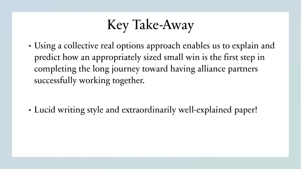key take away