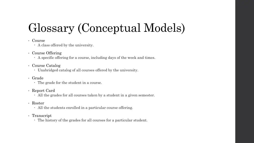 glossary conceptual models