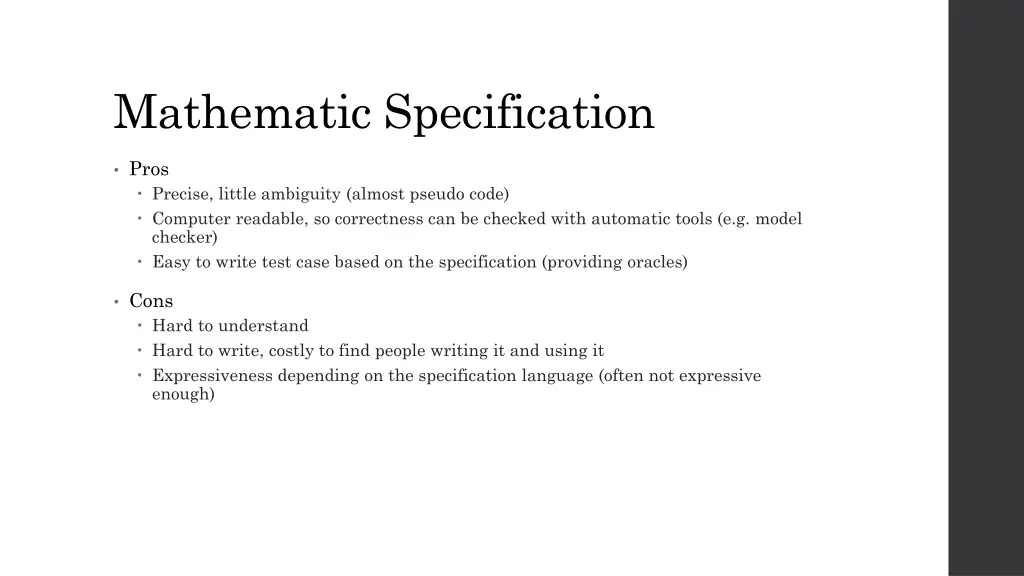 mathematic specification 1