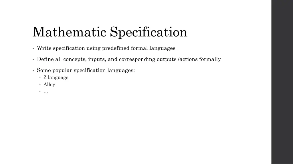 mathematic specification