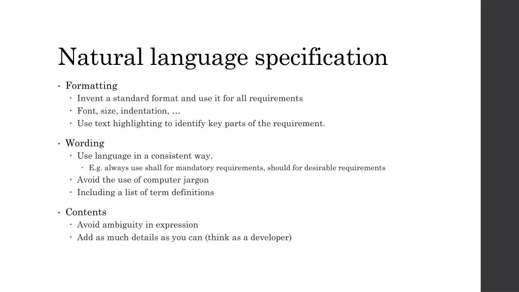 natural language specification 1