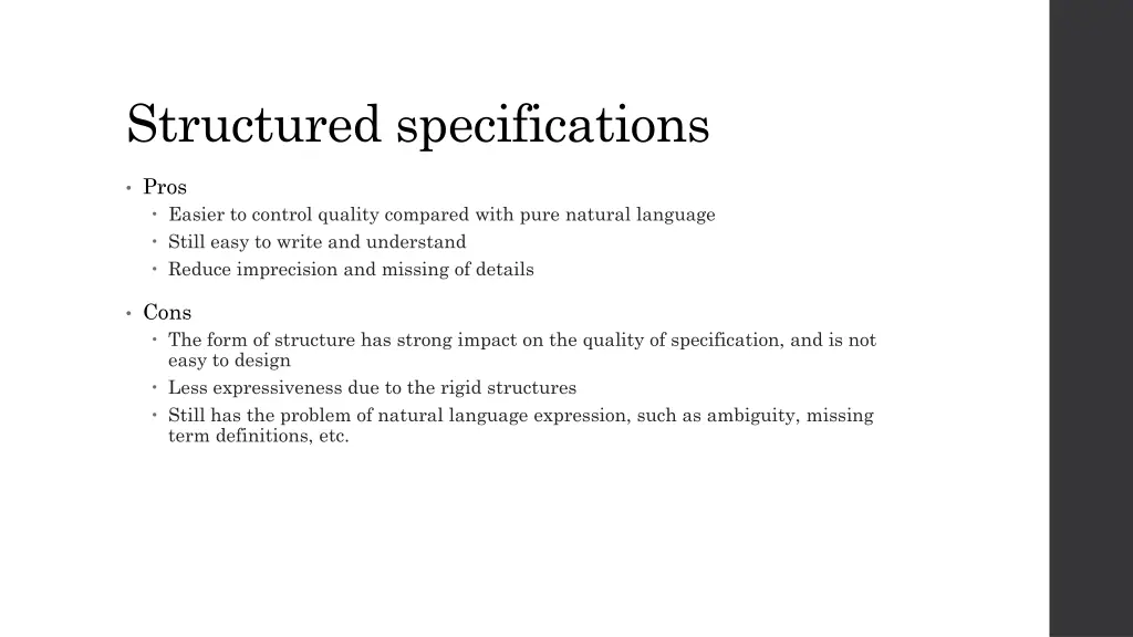 structured specifications 1