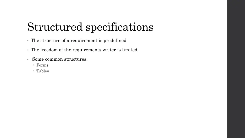 structured specifications