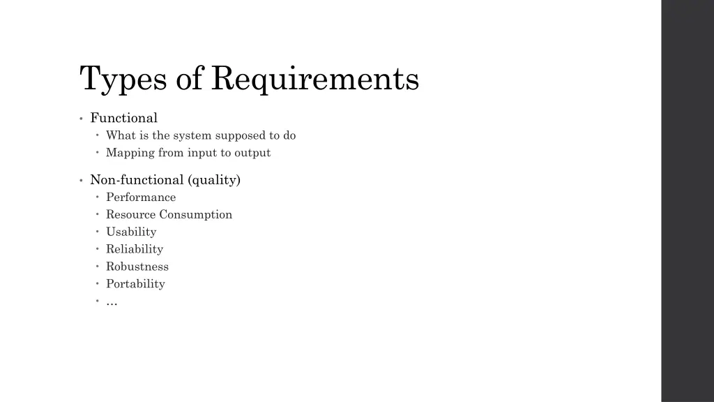 types of requirements