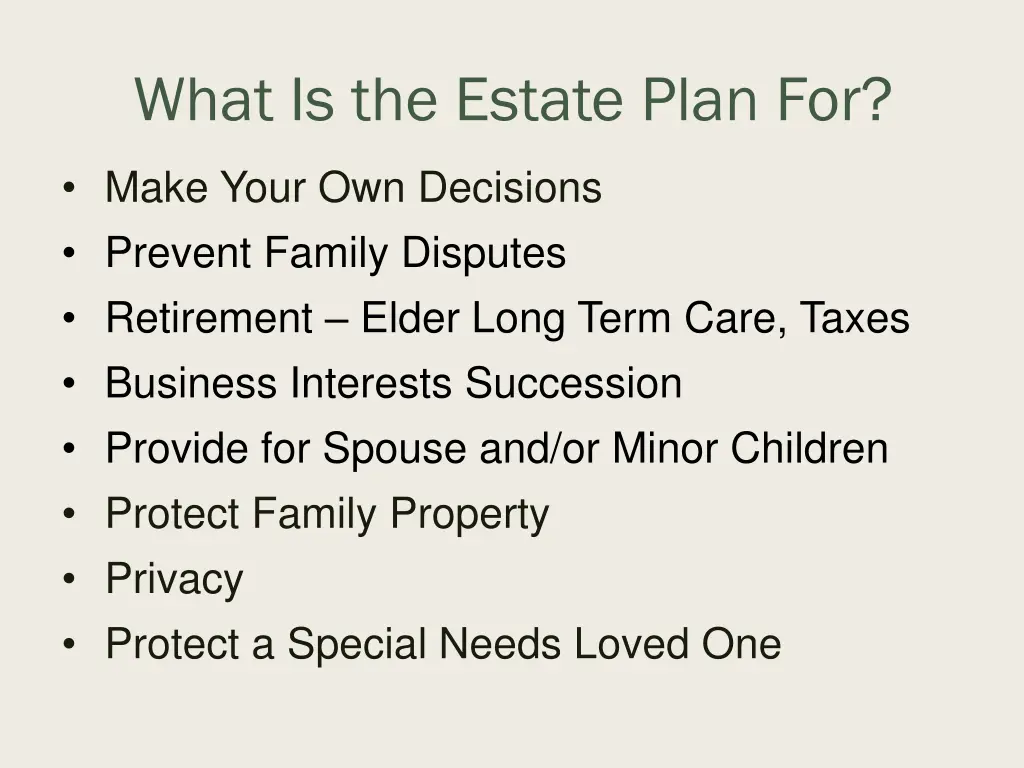 what is the estate plan for