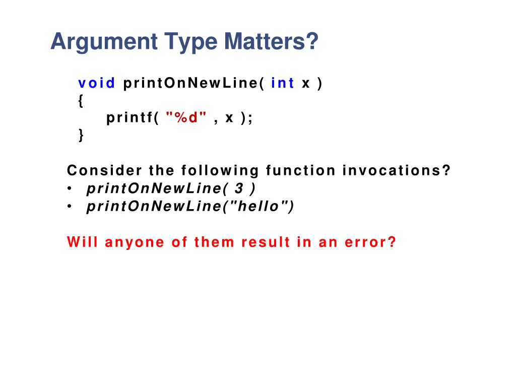 argument type matters