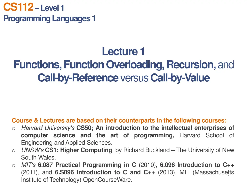 cs112 level 1 programming languages 1