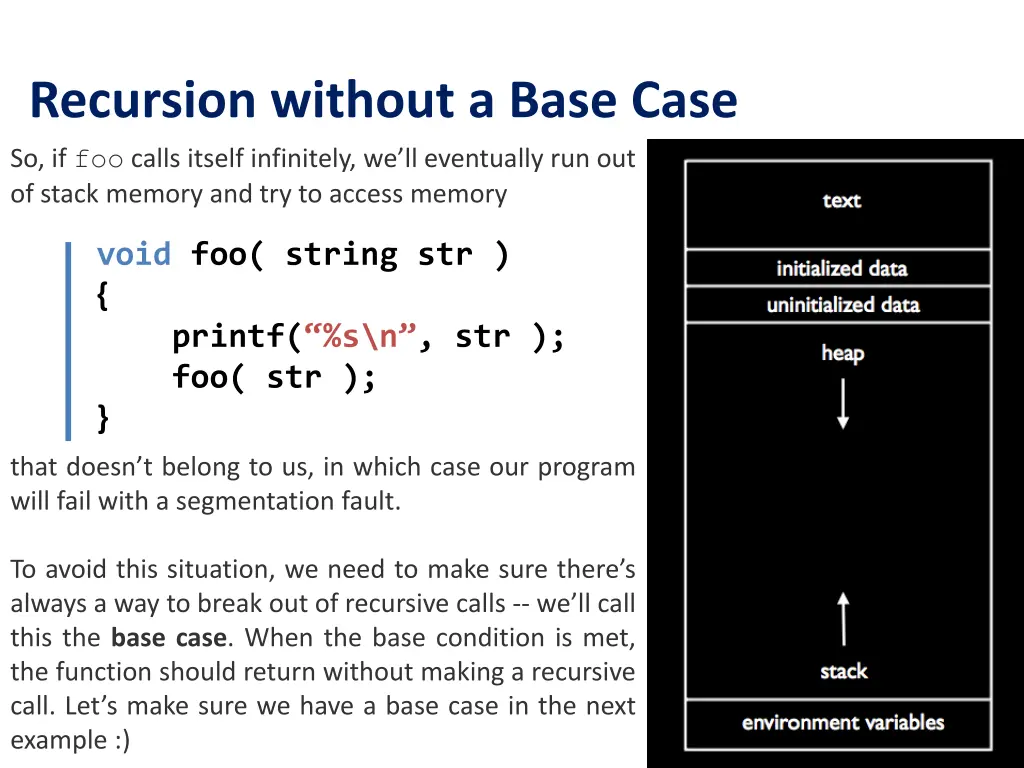 recursion without a base case 1