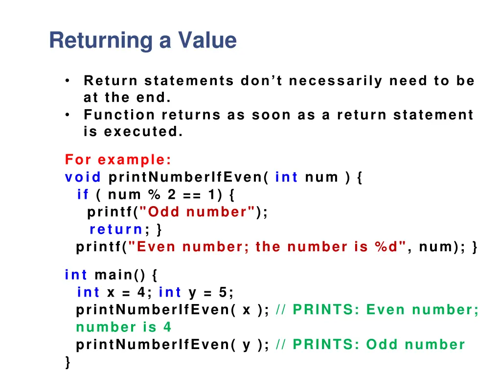 returning a value 3