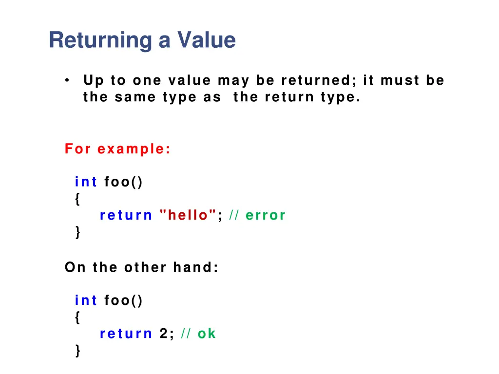returning a value