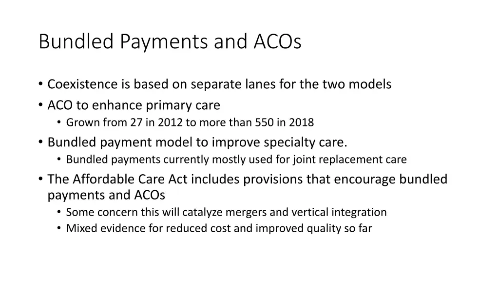 bundled payments and acos 2