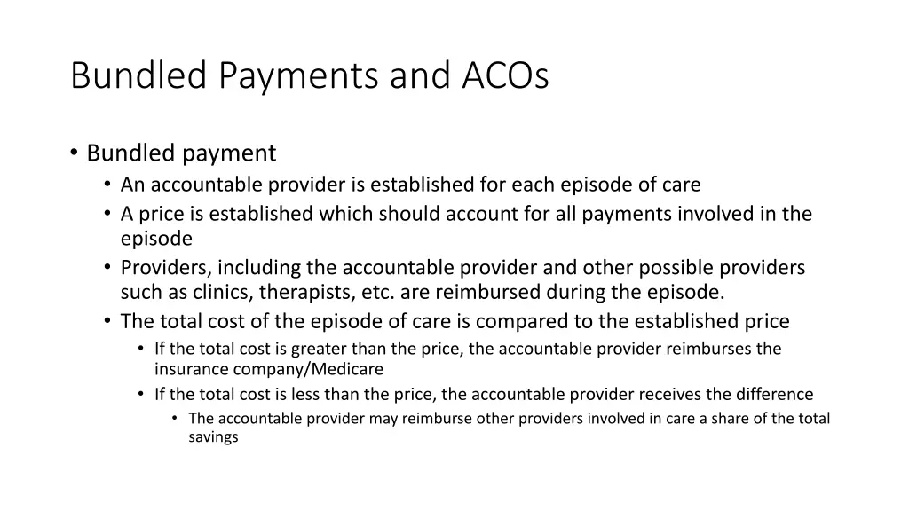 bundled payments and acos