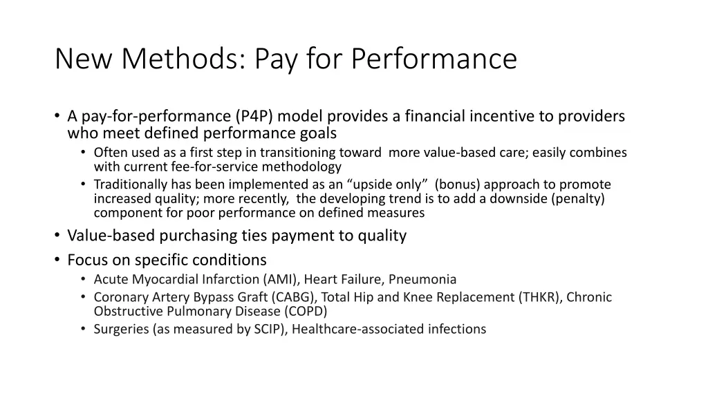 new methods pay for performance