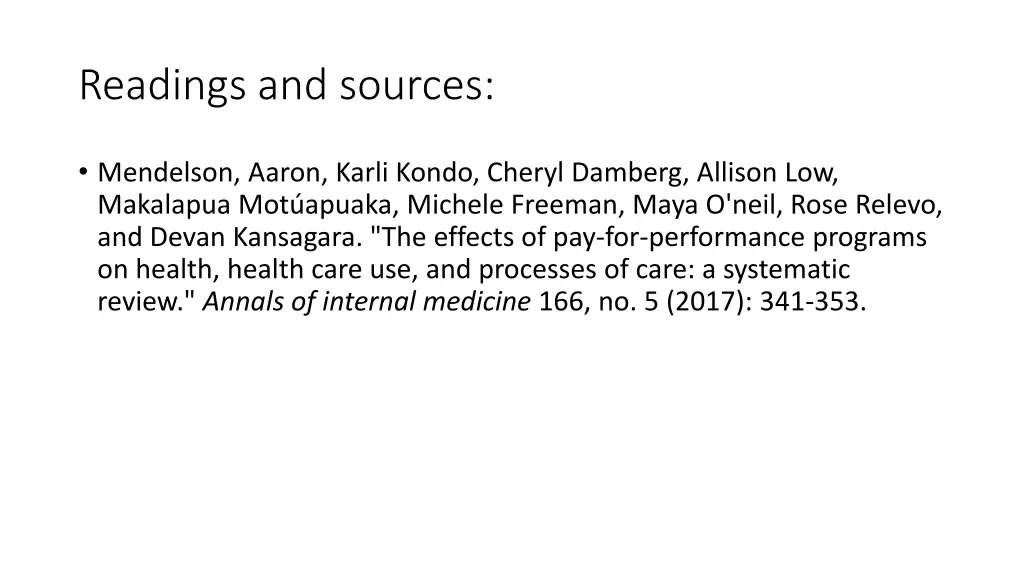 readings and sources