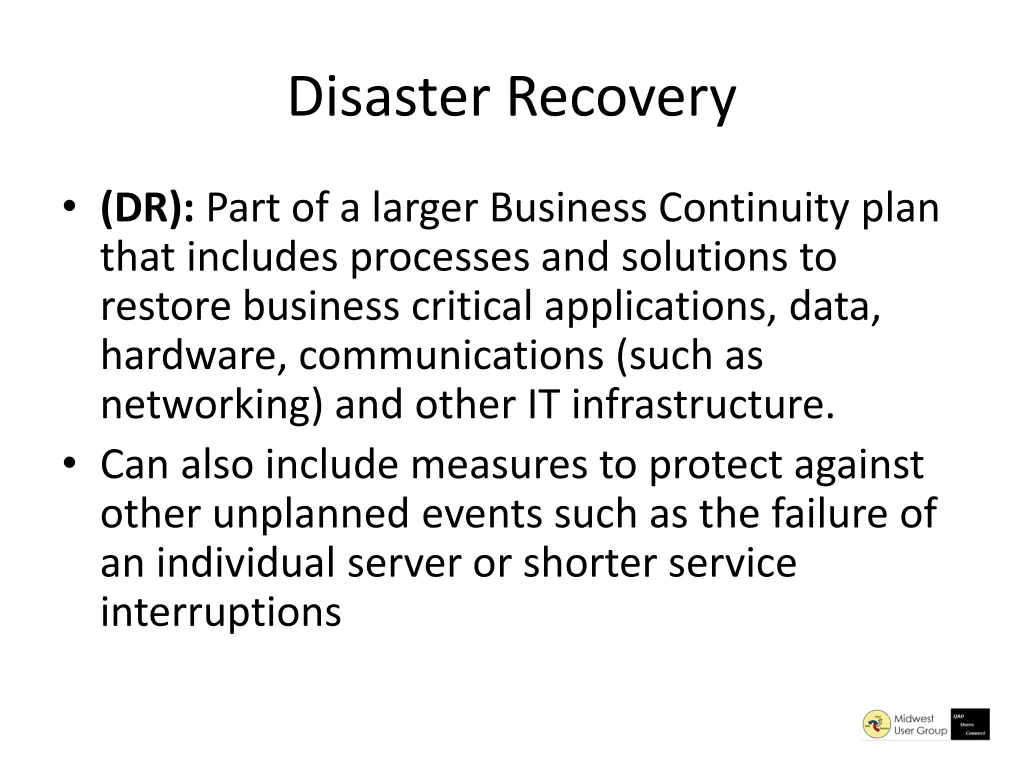 disaster recovery