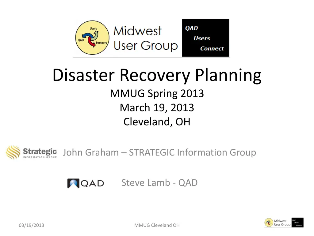 disaster recovery planning mmug spring 2013 march