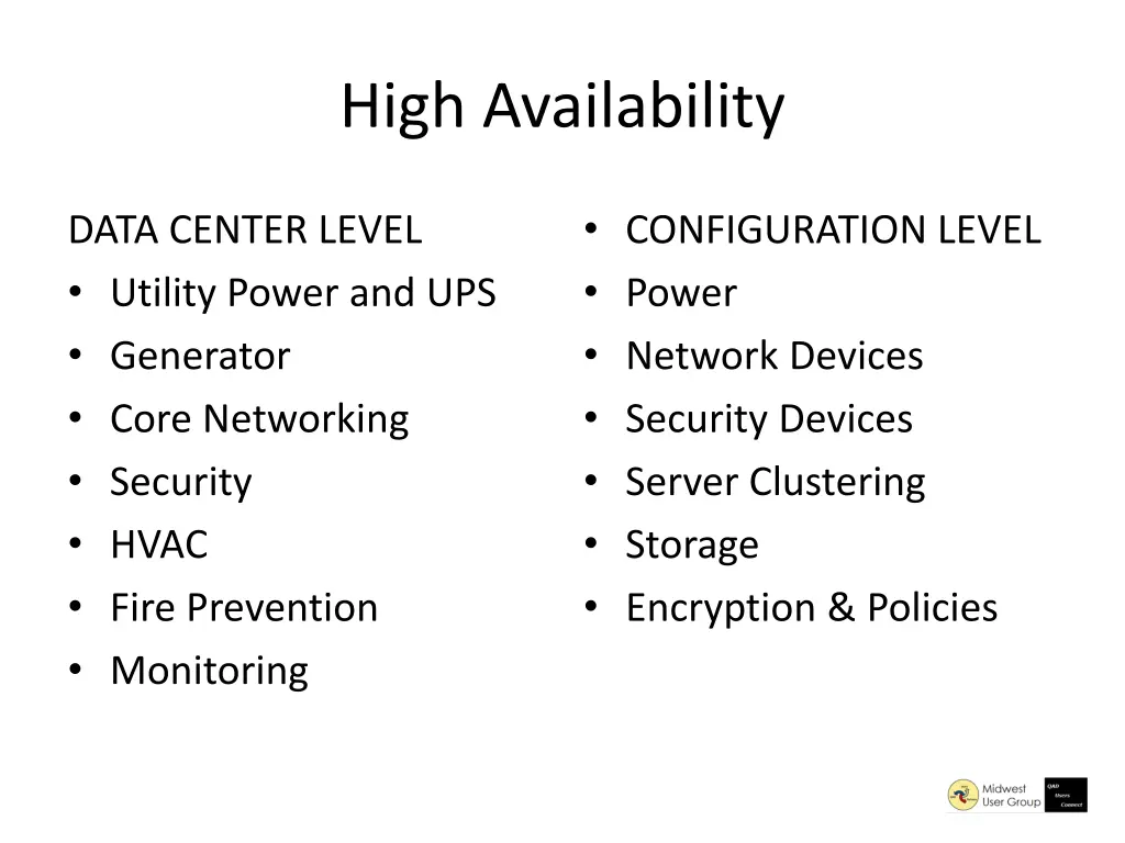 high availability 1