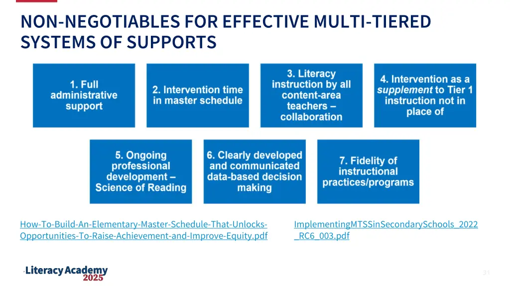 non negotiables for effective multi tiered