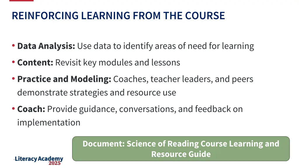 reinforcing learning from the course