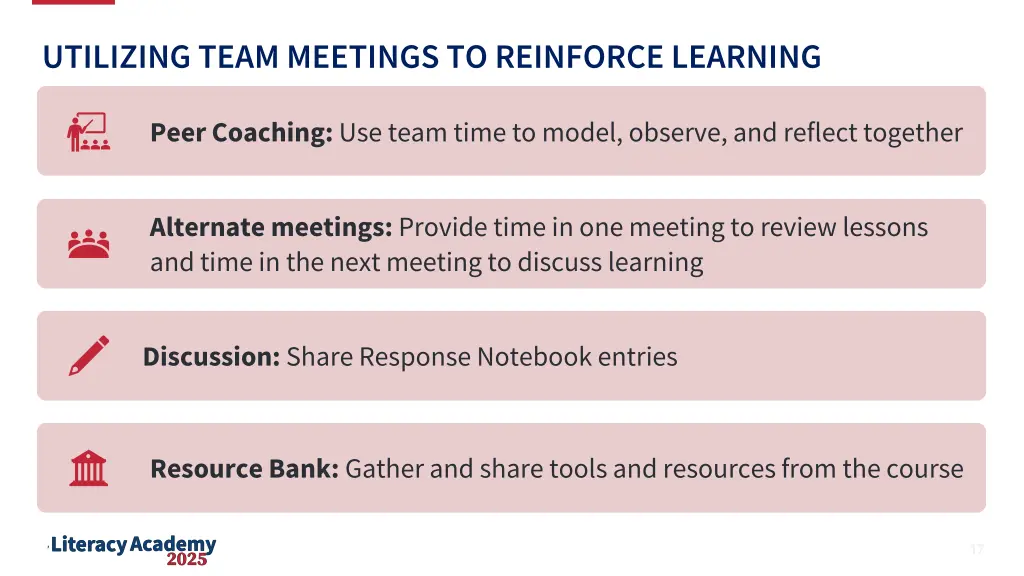 utilizing team meetings to reinforce learning