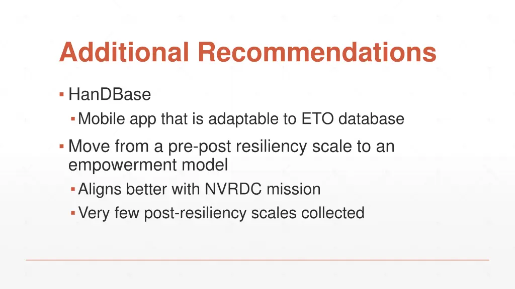 additional recommendations